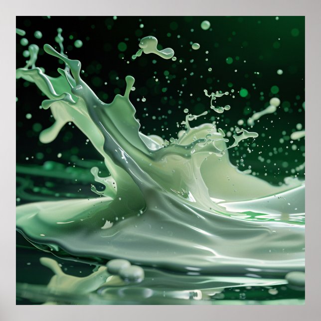 Emerald Fluid Dynamics Splash Poster (Front)