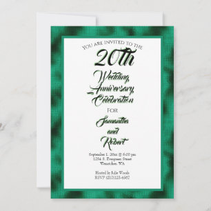 Emerald Foil 20th Wedding Anniversary Celebration Invitation