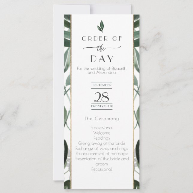 Emerald Forest Gilded Frame Order of service Invit Invitation (Front)