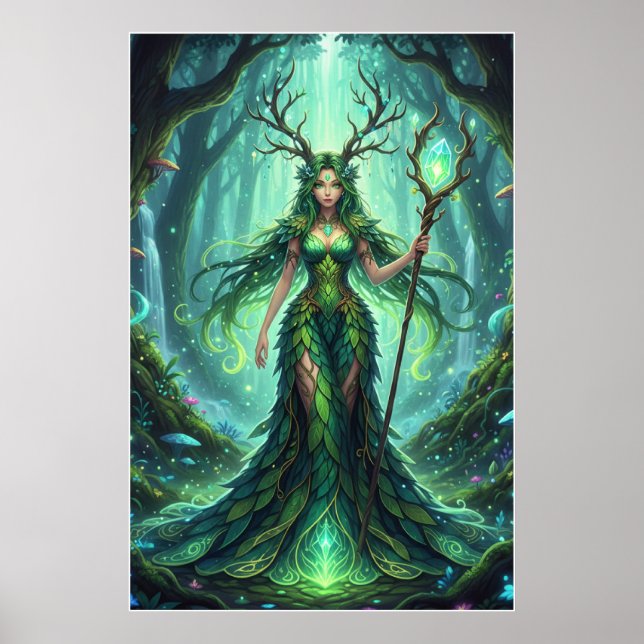 Emerald Forest Goddess – Enchanted Nature Queen Poster (Front)