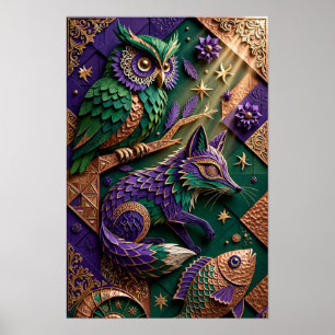 Emerald Forest Spirits - 3D Violet Copper Poster