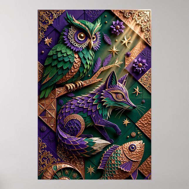 Emerald Forest Spirits - 3D Violet Copper Poster (Front)