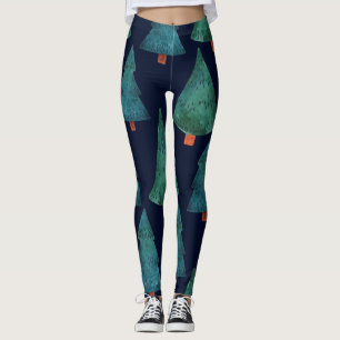 Emerald Forest: Winter Holiday Watercolor Leggings