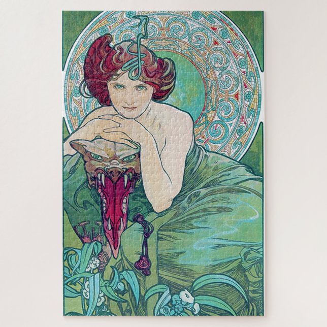 Emerald (Four Jewels), Alphonse Mucha Jigsaw Puzzle (Vertical)