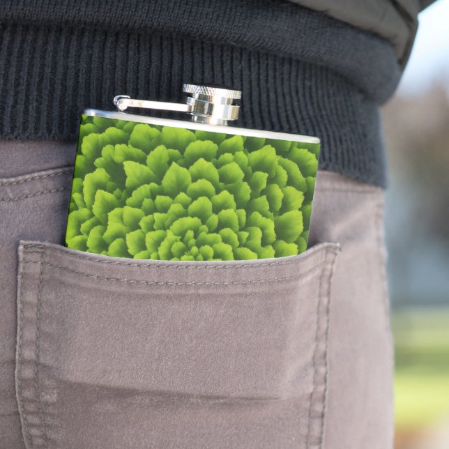 Emerald Fractal Bloom Hip Flask (In Situ)