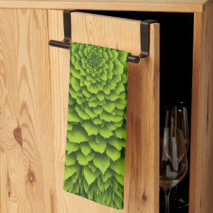 Emerald Fractal Bloom Tea Towel