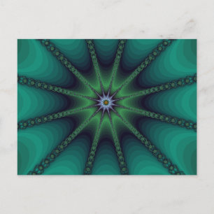 Emerald Fractal Starburst Postcard