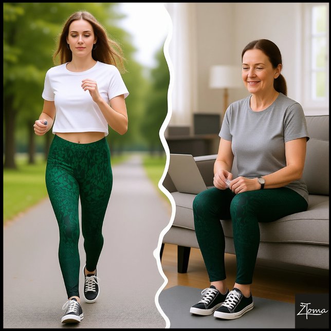 Emerald Fragmented Abstract Black Ombre Pattern Leggings (Creator Uploaded)