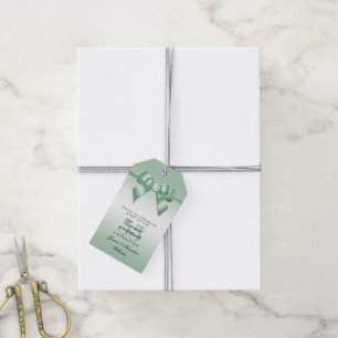 Emerald Gem Bow & Ribbon 55th Wedding Anniversary Gift Tags