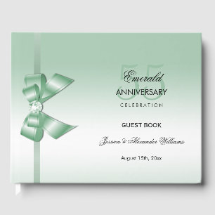 Emerald Gem Bow & Ribbon 55th Wedding Anniversary Guest Book
