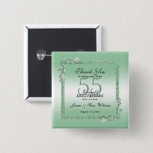 Emerald Gem & Glitter 55th Wedding Anniversary   15 Cm Square Badge