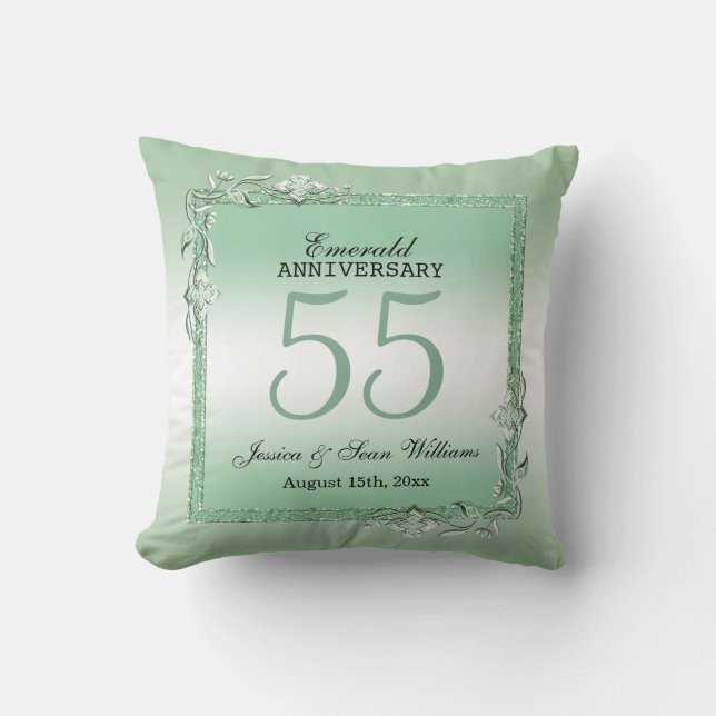 Emerald Gem & Glitter 55th Wedding Anniversary    Cushion (Front)