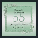 Emerald Gem & Glitter 55th Wedding Anniversary   Faux Canvas Print<br><div class="desc">Glamourous and elegant posh 55th Emerald Wedding Anniversary faux canvas print with stylish emerald green gem stone jewels corner antique decorations and matching coloured glitter border frame. A romantic design for your celebration. All text, font and font colour is fully customisable to meet your requirements. If you would like help...</div>