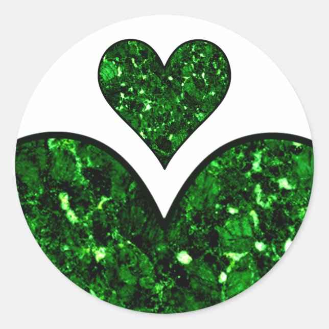 Emerald Gem Heart Classic Round Sticker (Front)
