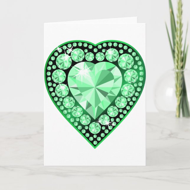 Emerald Gem Heart Holiday Card (Front)