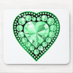 Emerald Gem Heart Mouse Pad