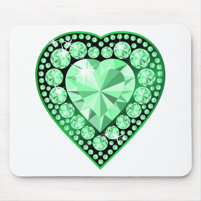 Emerald Gem Heart Mouse Pad (Front)