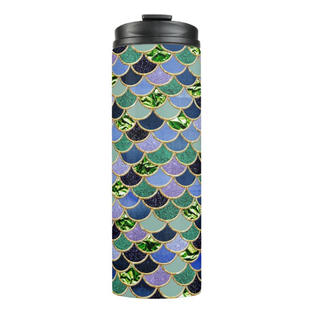 Emerald Gem Mermaid Scales Thermal Tumbler (Front)