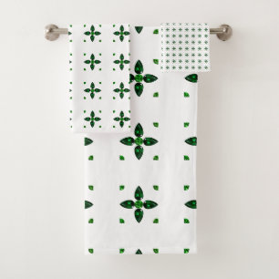 Emerald Gemstone Art, Green Bath Towel Set