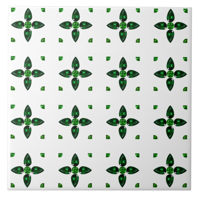 Emerald Gemstone Art, Green Ceramic Tile (Front)