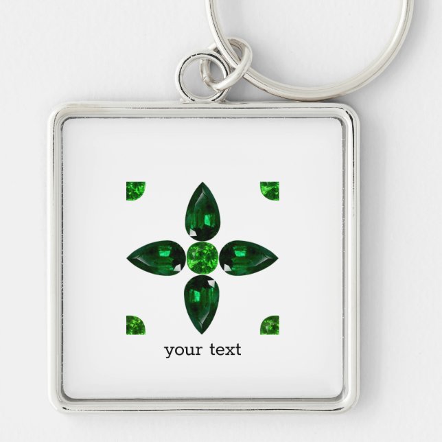 Emerald Gemstone Art, Green Key Ring (Front)