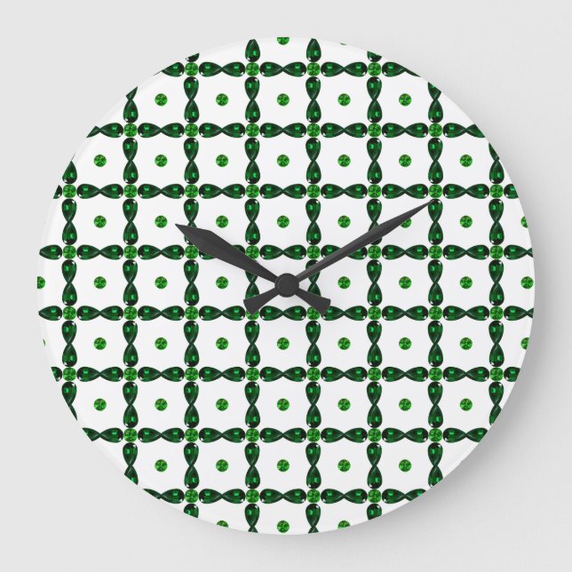 Emerald Gemstone Art, Green Large Clock (Front)