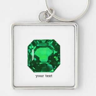 Emerald Gemstone, Birthstone May, Light Green Key Ring
