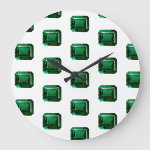 Emerald Gemstone pattern, May Birthstone Large Clock