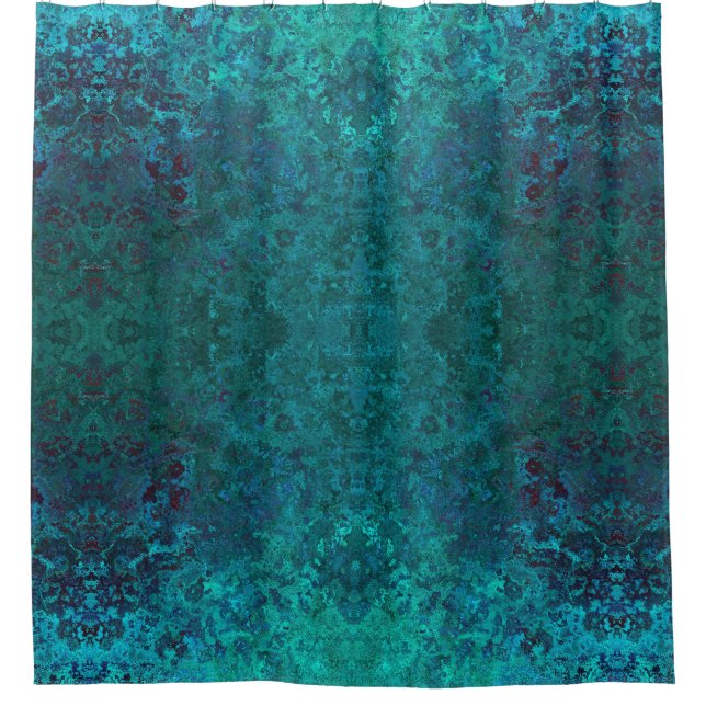 Emerald Gemstone Teal Shower Curtain (Front)