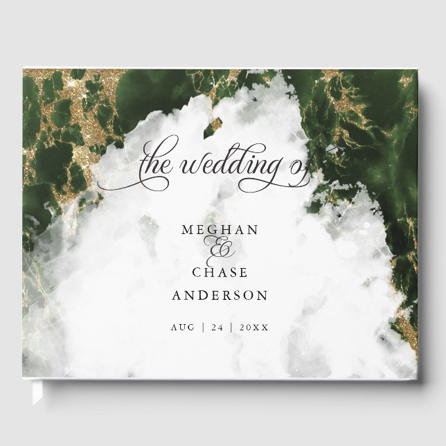 Emerald Geode Watercolor  BarefootBride™ Guest Book (Front)