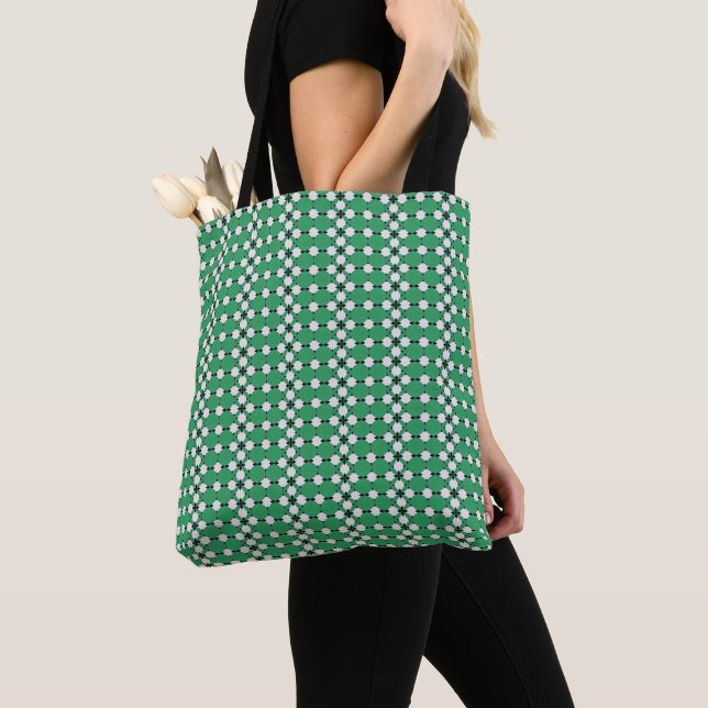 Emerald Geometric Abstract Pattern Design 1314 Tote Bag (Close Up)