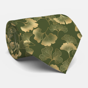 Emerald Ginkgo Elegance – Luxury Gold Botanical 11 Tie