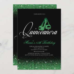 Emerald Glitter, Quinceanera Invitations