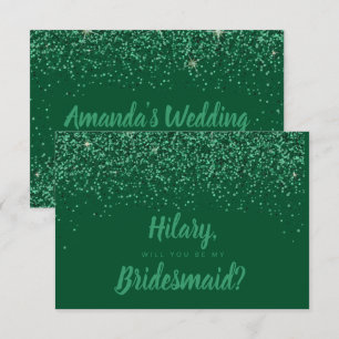 Emerald Glitz Glitter Bridesmaid Card