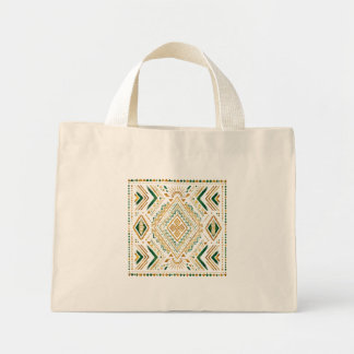 Emerald Gold African Geometric Pattern Mini Tote Bag