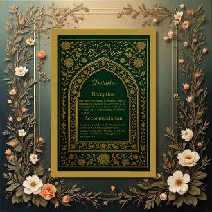 Emerald Gold Arabic arch Wedding Enclosure Card
