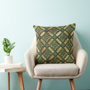 Emerald & Gold Art Deco Cushion