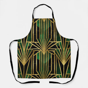 Emerald Gold Art Deco Glamour Apron