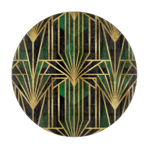 Emerald Gold Art Deco Glamour Cutting Board