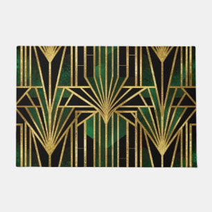Emerald Gold Art Deco Glamour Doormat