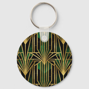 Emerald Gold Art Deco Glamour Key Ring