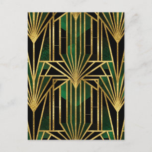 Emerald Gold Art Deco Glamour Postcard