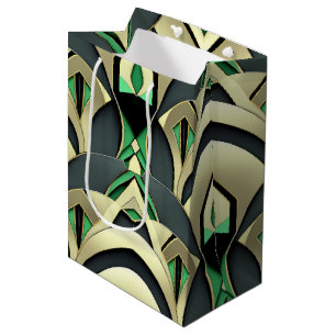 Emerald & Gold Art Deco Medium Gift Bag