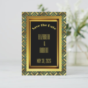 Emerald & Gold Art Deco Save The Date
