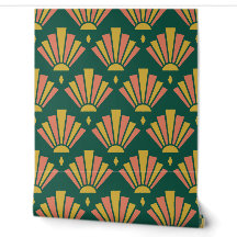 Emerald & Gold Art Deco Stepped Fan