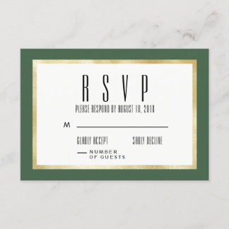 Emerald + Gold Classic Wedding Invite RSVP Card