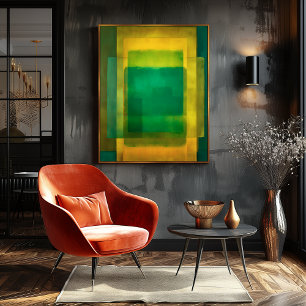 Emerald Gold Colour Field Abstract Modern Art Poster