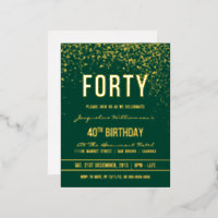 Emerald | Gold Confetti 40th Birthday Party