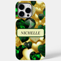 Emerald, Gold & Diamond Hearts