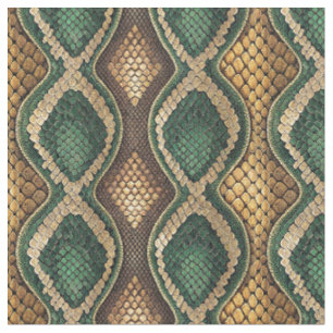Emerald & Gold Diamond Snake Skin Pattern Design Fabric